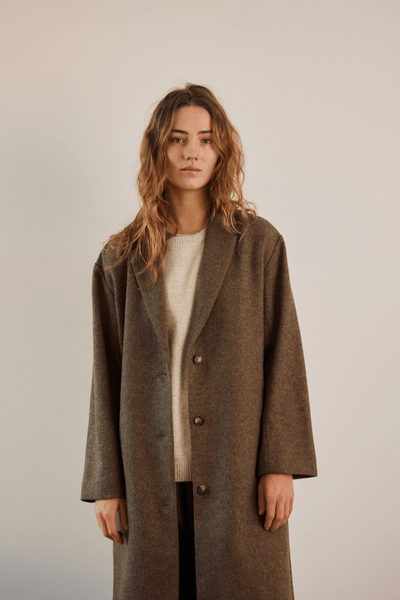 Carmina Coat - BROWN HERRINGBONE