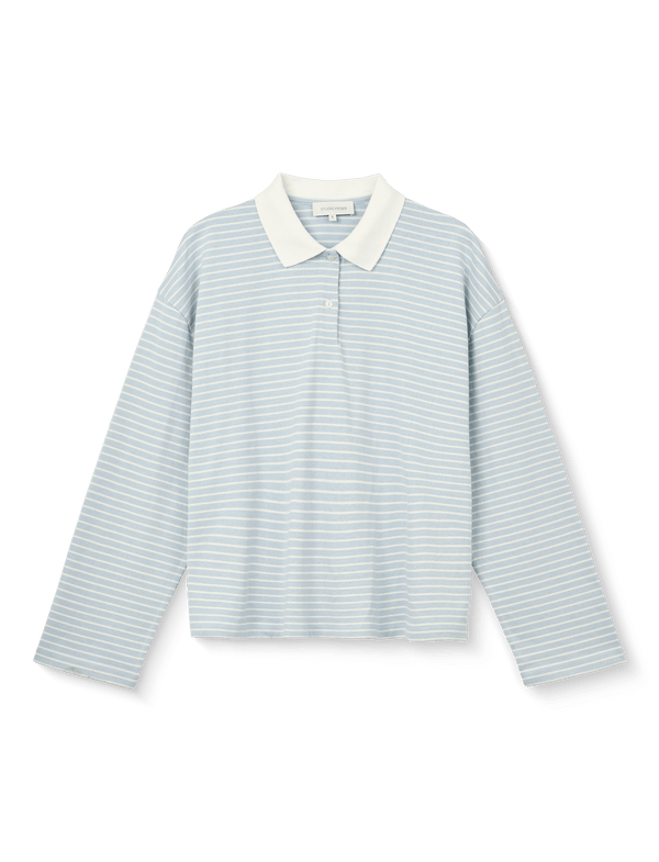 PAULINE LANGÆRMET POLO - CLOUD BLUE STRIPE