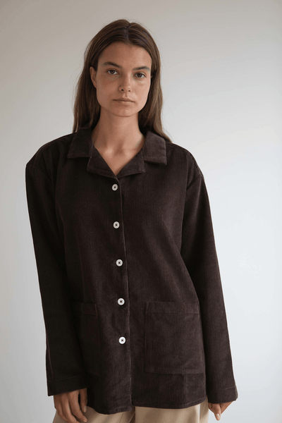 SILJA FLØJLSSKJORTE - DARK BROWN