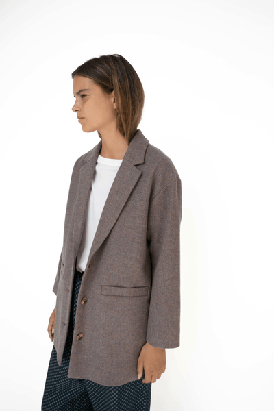 Luis wool blazer - BROWN MELANGE