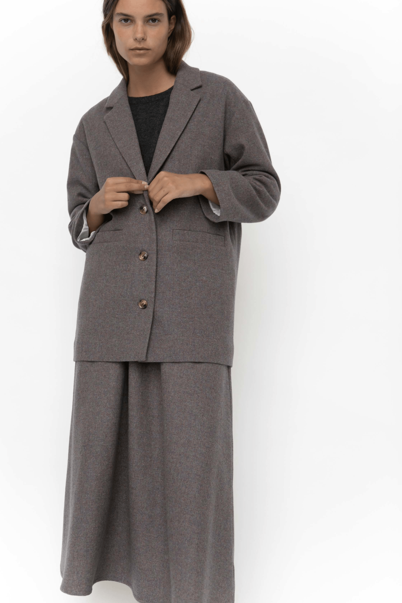 Luis wool blazer - BROWN MELANGE